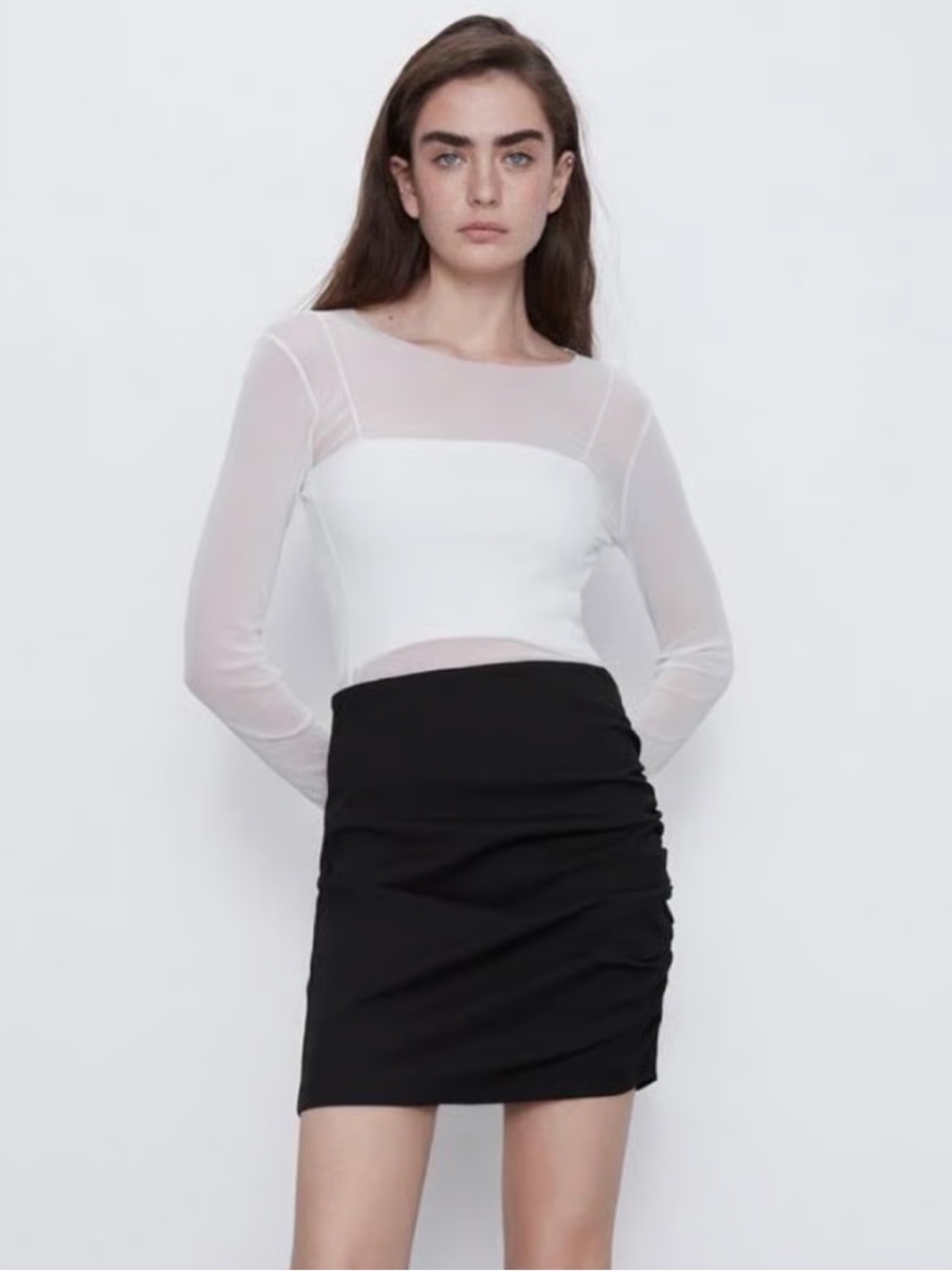 Zara Classic Black side Ruched Mini Skirt - Women's size small